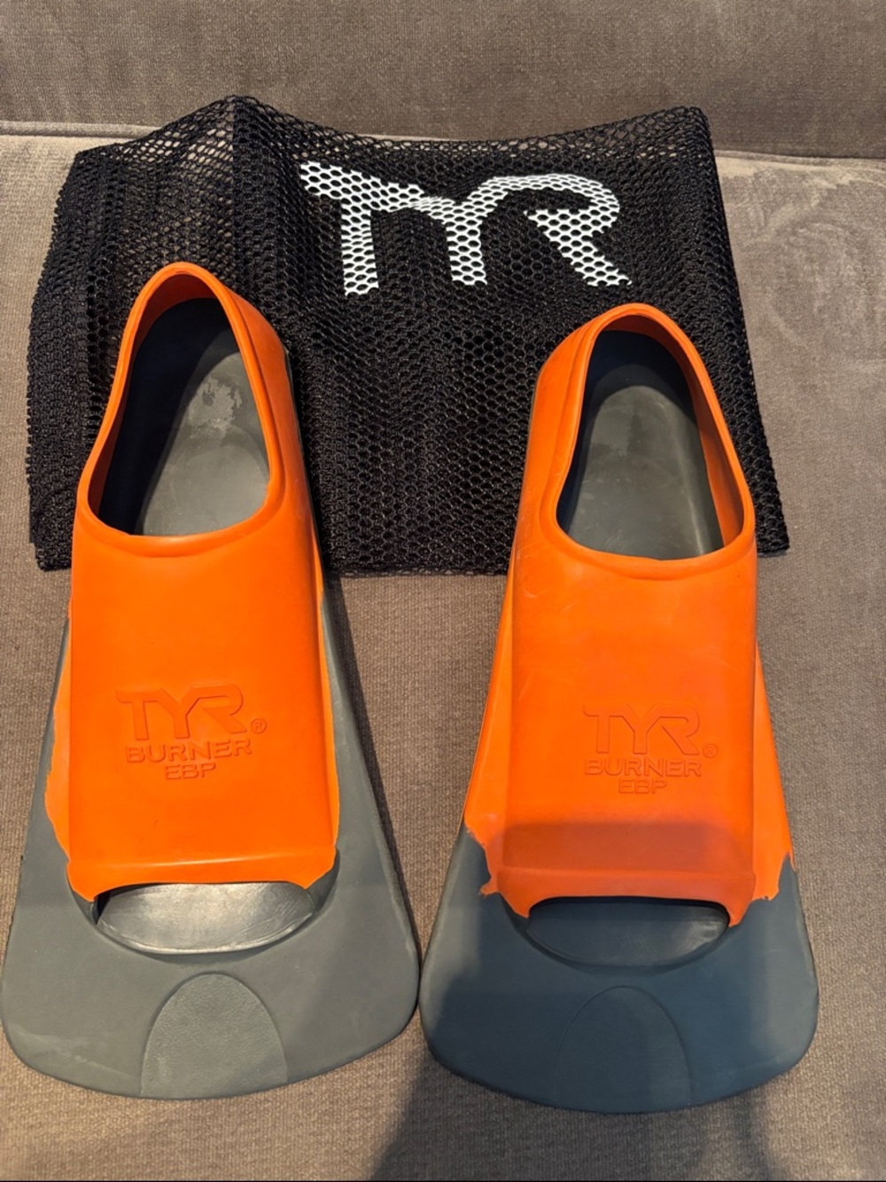 TYR Burner Swim Fins in Orange and Gray
